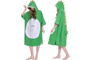 OLAOLA Surf Poncho per Adulti, Asciugamano da Bagno con Cappuccio e Tasca, Morbido Cambio Accappatoio Spiaggia, Asciugatura Rapida Asciugamani Poncho per Donne e Uomini (Dinosauro)