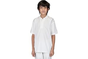 Vector X Striker Regular Fit 100% Polyester Fabric with Half Sleeve Polo Collar Neck Jersey/T-Shirt Cricket Uniform Dress Tshirt for Kids Boys White