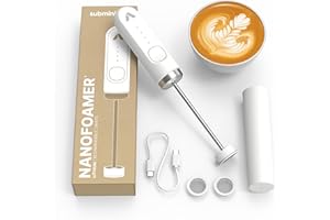 Subminimal NanoFoamer Lithium, Mousseur à Lait Électrique Rechargeable USB-C, Mousse de Lait Professionnelle pour Latte Art, Microfoam de Qualité Barista à La Maison, MasterClass Inclus, Blanc