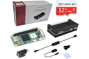 TurboBit Raspberry Pi Zero 2 W Pre Soldered Headers Starter Kit, Zero 2 W Aluminum Case, 20Pin GPIO Header, OTG Cable, MicroUSB Switch Cable, MicroUSB to OTG Cable, HDMI Adapter