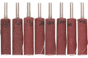 Angoily 8Pcs Sanding Drum Set 6Mm Mandrel Cylinder Head Porting Kit with Emery Flap Wheels 80-1000 Grit for Rotary Tool Polishing Rust Removal and Detailed Grinding