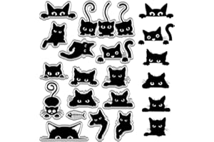 CRASPIRE Black Cat Clear Rubber Stamp Cute Kitty Animal Vintage Funny Transparent Silicone Seals Stamp Retro for Journaling Card Making DIY Scrapbooking Handmade Photo Album Notebook Decor