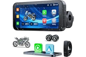 Volam Carplay para Motocicleta Android Auto inalámbrico de 6,25 ", Pantalla táctil portátil, monitoreo de presión de neumáticos, Bluetooth, WiFi, IP67, Resistente al Agua, Llamadas Manos Libres