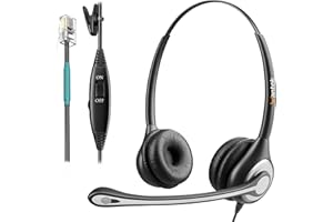 Wantek Casque Téléphone Fixe Mono RJ9 avec Micro Anti-Bruit et Contrôle de Volume, Oreillette de Centre d'appel pour ShoreTel Polycom NEC Aspire Dterm Nortel Norstar Meridian Siemens ROLM(F602S1)
