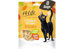HiLife it's only natural Cat Treats - 100% Chicken Breast, 100% Natural Grain Free, 8 Bags x 30g