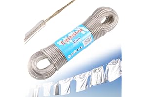 YIMOMOYI Filo per Stendere il Bucato da Esterno, 30m Cavo Stendibiancheria per Esterno, Corda per Stendere i Panni Esterno, 4 mm Extra Forte, Resistente Alla Ruggine e Alla Corrosione, Capacità 120 KG (Beige)