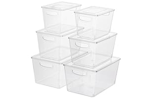 Navaris Cajas Organizadoras para Nevera - Set 6x Caja Transparente con Tapa en Tres Tamaños para Frigorífico Despensa Cajones Baño - Organizador de Cocina