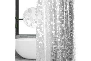 IEKSH ROSNONG Shower Curtain 71 X 71 Inch, Clear Shower Curtain with 3 Magnets at The Bottom, PEVA Anti Mould Shower Curtain with 12 Hooks, Weighted Shower Curtains for Bathroom, B.transparent (RR-084)