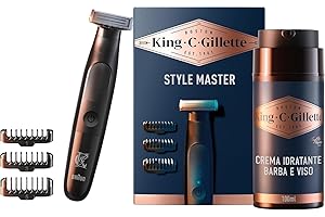 King C. Gillette Style Master, Regolabarba Uomo Senza Fili Per Regolare, Rifinire E Radere La Barba Incolta Con Lama 4D E Crema Idratante Barba E Viso Con Complesso Di Vitamina B3 E B5 100 ml