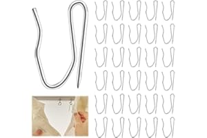 ALLisWE 50 Pcs Metal Curtain Hooks Galvanizing Curtain Pinch Hooks 20x32mm Single Prongs Pinch Pleat Curtain Hangers for Window Shower Bedroom Pencil Pleat Curtains with Curtain Tape Compatibility