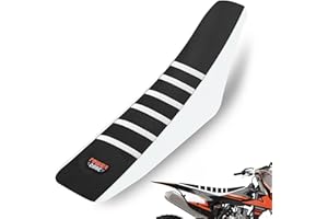 MCHMFG Universal Ribbed Dirt Bike Seat Cover - Gripper Soft Seat Cover for Most Dirt Pit Bike Motorcycle Motorbike Accessories (White-Black)