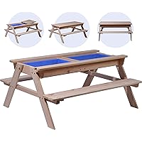 dobar 94361FSCe Kinder Picknicktisch inklusive Matschkiste, Spiel-Tisch, FSC-Holz, 107 x 94 x 50,5 cm