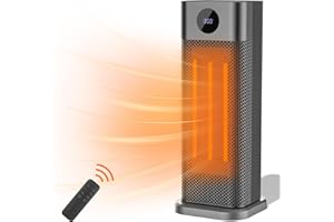 Dreamhigh® Ceramiczny termowentylator 2000 W, oscylujący, obracany o 60°, pilot zdalnego sterowania/ekran dotykowy, 3 ustawienia temperatury, uchwyt do noszenia. Do domu/biura