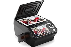 SHOOCOO Photo,NameCard,Slide & Negative Scanner with Large 5" LCD Screen,Film and Slide Digitizer-Convert 35mm,110 Film/Photo(3R,4R,5R)/NameCard to 22MP Digital JPEG-8GB SD Card