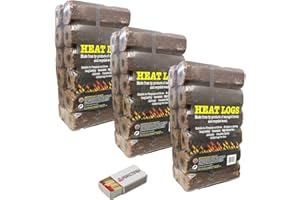 Perfectonish High Energy Ultra Dry Heat Logs Open Fire Log Eco Wood Fuel Wood Burner With SAFETY MATCH BOX (36 Heat Logs)