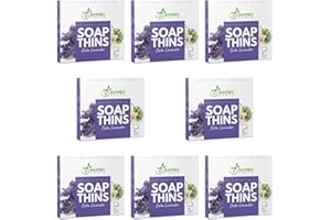 BAMBOEARTH 400 Sheets Antibacterial Paper Soap Strips For Hand Washing - 8 Pack Portable Disinfecting Pocket Travel Soap Thins Dissolvable & Disposable Camping Mini Size Dry SoapSheets For Hands (Lavender (8x50)