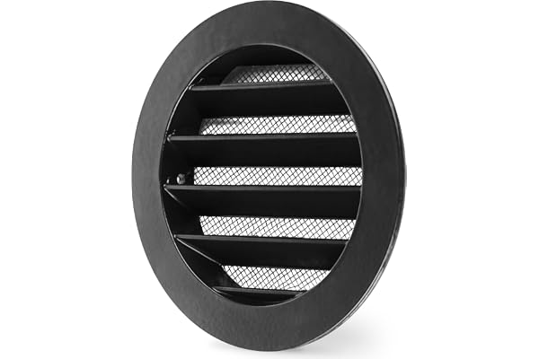 calimaero® WSGB Grille Aeration Ronde 100mm Avec Moustiquaire Alu, Intérieur Fonte d'aluminium, Grille Ventilation Exterieur pour Camping-cars, Garage, Stable aux UV, Antirouille