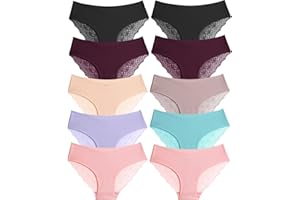 BeReady Spitze Damen Unterwäsche Seamless Slips Damen V Taille Spitzen Nahtlose Hipster Unterhosen Mehrpack 6er Pack