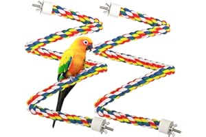 Gute 2Pcs Colorful Cotton Bird Parrot Spiral Rope Perch, Birdcage Swing Toys for Parrot/Parakeet/Cockatiel, 80cm