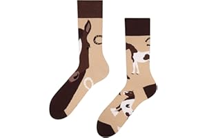 Dedoles Calzini Unisex Donna Uomo & Bambini Calze Cotone con tanti Design divertenti Calcio Bicicletta Piante Cavalli Regalo sinistra destra diversi