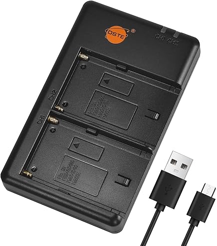 Batteria di ricambio (confezione da 2) e caricatore USB Dual LED Smart compatibile per Sony NP-F570, NP-F550, NP-F330, NP-F530