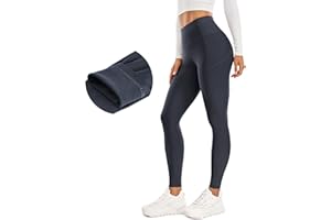 CRZ YOGA Damskie Termalne Fleece Podszewane Legginsy Wysokiej talii Ciepłe Zimowe Spodnie Jogi z kieszeniami do 28 Inches