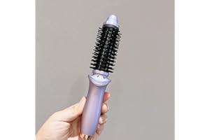 SZSEYNMY Mini Cordless Heated Round Brush for Travel, Thermal Curling Iron for Short Hair USB Rechargeable Small Barrel Volume Heat Styling Curling Brush for Men and Women Curly Straight Hair (Purple)