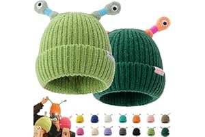 AvviKro Bonnet tricoté mignon petit monstre lumineux, mignon petit monstre LED tricoté, chapeau tricoté amusant