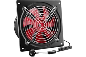 Hon&Guan 8 inch Exhaust Fan Kitchen with Switch, Powerful Extractor Fan 980 m3/h with Backdraft Damper, Industrial Ventilation Fans with UK Plug for Restaurant Warehouse Garage