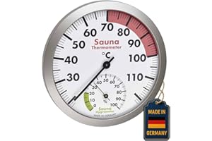 TFA Dostmann Analogue Sauna Thermo-Hygrometer, Heat Resistant Materials, Temperature, Humidity, L 120 x W 37 x H 120 mm