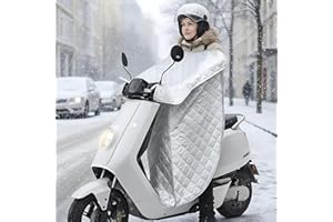 Favoto Coprigambe Invernale per Scooter – Coperta Termica Antivento e Impermeabile con Fodera Calda, Tasche e Strisce Riflettenti Universale per Scooter e Moto Argento