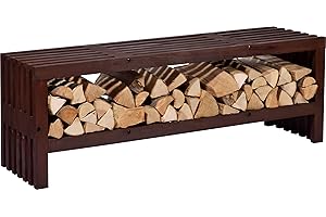 ‎DOBAR dobar® Green Label 29105FSCe | Gartenbank Svensson mit Kaminholzfach | Moderne Sitzbank mit Stauraum | Kiefernholz Massiv| Holzbank in modernem Design | 138 x 32 x 45,5 cm | Dunkelbraun