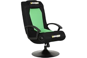 BraZen British Stag 2.1 Esports Bluetooth Sound Ergonomic Video Rocker Gaming Chairs for Teenagers with Speakers Subwoofer PU Leather Pedestal base - Green