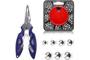 JISRKP 179PCS Split Shot Fishing Weights, 7-Way Dispenser Fishing Tackle Set with Pliers, Soft Metal Fishing Shot Weights for Carp & Coarse Angling, Durable Fishing Weights for All Conditions