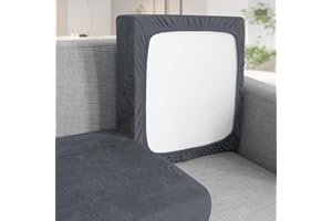 Teynewer Sofa Seat Cushion Cover, Sofa Cushion Slipcovers Stretch Velvet, Universal Non-Slip Couch Cushion Covers Replacement for Individual Cushion with Elastic Bottom (2 Seater, Dark Grey)