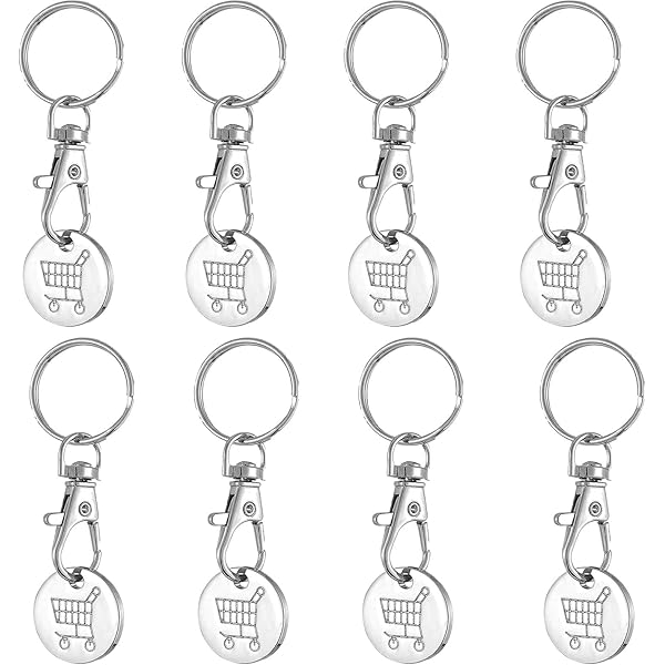 Portachiavi Per Carrelli Della Spesa - 8 Pezzi, Metallici, Per Sbloccare Carrelli Supermercato