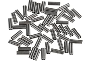 Gazechimp 50pcs Double Barrel Copper Crimp Sleeves Cravets de Pêche Durable Multifonction - Noir, Alésage de 1.0mm