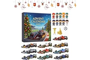 AIDODIA Calendrier de l'Avent 2025 Racing - 24 Ornements Acryliques 2d Avec Compte à Rebours, Ornement et objets de collection - Surprise de vacances pour les fans de course - Garçons et filles. (A)