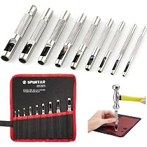 JONMON Set Di 3 Punzoni Per Pelle Da 5 Mm - 2/4/6 Denti, Foro 1 Mm - Scalpello Per Cuciture E Allacciatura Fai Da Te