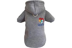 Izefia Hund Hoodie Kleidung Fleece Pullover Winter Sweatshirt Warme Baumwollschleife Basic für Kleine Welpen Katze Grau L