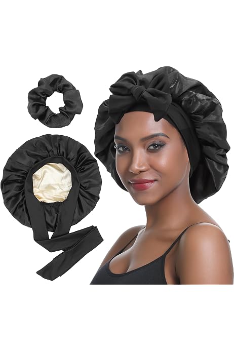 Bonnet De Nuit Satin Pour Fille 5-12 Ans - Avec Bordure élastique - Protection Cheveux - Motif Laser