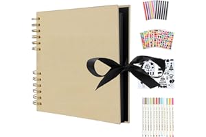 AIOR Album Photo Traditionnel, Spirale Album Fait Main Bricolage Livre de Mémoire 80 Pages, Livre d'or de Mariage, Anniversaire de Mariage, Cadeau d'anniversaire (Jaune)