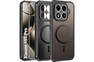 Effcotuo Funda Magnética para Xiaomi Mi 15T Pro 5G Case con MagSafe con 1 Piezas Protector de Pantalla Cristal Templado, Acrílico Carcasa Respaldo Translúcida Mate Antigolpes Cover