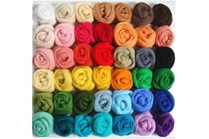ULTNICE Fibra de lana Roving lana de 36 colores para la aguja de fieltro de mano de DIY