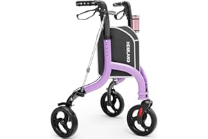 ‎HOMLAND HOMLAND Rollator mit 3 Rädern für Senioren, faltbarer mit Gehstock und Becherhalter, leichter Dreirad-Rollator höhenverstellbar für Senioren