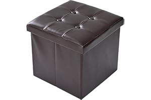 CMY Pouffe Footstool Folding Ottoman Storage Box Faux Leather Foot Rest Stool Toy Chest Shoe Bench Dressing Table Chair with Lids for Living Room