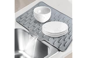 HLAYSHING Dish Drying Mat,40 x 32.5CM Draining Board Mats,Drying Mat for Kitchen Counter,Heat-Resistant & Non-Slip Mats,Silicone Draining Mat for Kitchen Counter,Sink,Refrigerator