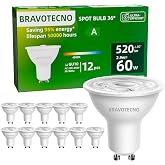 bravotecno GU10 LED Bulb, Energy Class A, Neutral White 4000K 2.9W 520LM, GU10 Spotlight 36&deg; Equivalent to 60W, Non-Dimmable,