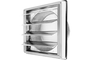 Dazhtu Rejilla Ventilación 150mm Cuadrada Rejilla de Ventilación de Acero Inoxidable con cuchillas móviles, para Montaje en Pared Exterior Extracción de Aire Campanas Extractoras Chimeneas Rejilla