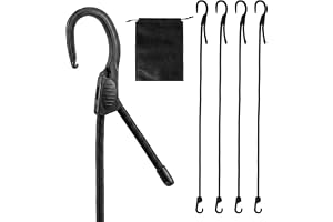 YPLANGENT Justerbar expander med krok 4 stycken, 1 m längd, 6,5 mm, robust spänngummi med krok för camping, solsegel, presenn
